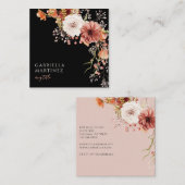 Boho Watercolor Floral Bouquet Quadratische Visitenkarte (Vorne/Hinten)