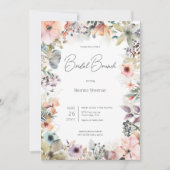 Boho Watercolor Floral Bridal Brunch Einladung (Vorderseite)