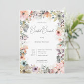 Boho Watercolor Floral Bridal Brunch Einladung (Stehend Vorderseite)