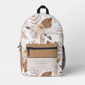 Boho Watercolor Floral Bride Backpack Bedruckter Rucksack (Vorderseite)