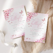 Boho Watercolor Floral Butterfly Girl Babydusche Einladung