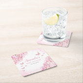 Boho Watercolor Floral Butterfly Girl Babydusche Rechteckiger Pappuntersetzer (Vor Ort)