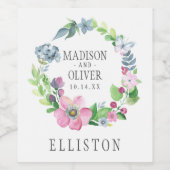 Boho Watercolor Floral & Butterfly | Hochzeit Weinetikett (Einzelnes Label)