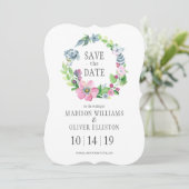 Boho Watercolor Floral & Butterfly | Save The Date (Stehend Vorderseite)