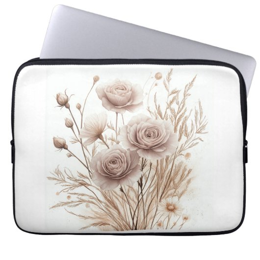 Boho Watercolor Floral Electronics Bag - Elegant & Laptopschutzhülle (Vorderseite)