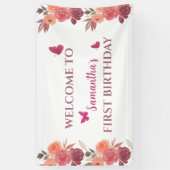 Boho Watercolor Floral First Birthday Banner (Vertikal)