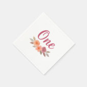 Boho Watercolor Floral First Birthday Serviette (Ecke)