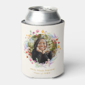 Boho Watercolor Floral Foto Abschluss Gefallen Dosenkühler (Kanne Vorderseite)