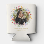 Boho Watercolor Floral Foto Abschluss Gefallen Dosenkühler (Rückseite)