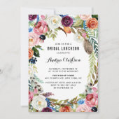 Boho Watercolor Floral Frame Bridal Luncheon Einladung (Vorderseite)