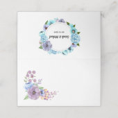Boho Watercolor Floral Lilac & Aquamarin Personali Platzkarte (Außenseite Aufgefaltet)