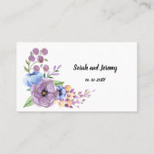 Boho Watercolor Floral Lilac & Aquamarin Personali Platzkarte (Rückseite)