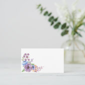 Boho Watercolor Floral Lilac & Aquamarin Personali Platzkarte (Stehend Vorderseite)