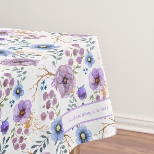 Boho Watercolor Floral Lilac & Aquamarin Personali Tischdecke (Beispiel)