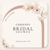 Boho Watercolor Floral Modern Arch Brautparty Rechteckiger Pappuntersetzer (Vorderseite)