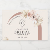 Boho Watercolor Floral Modern Arch Brautparty Schaumweinetikett (Einzelnes Label)