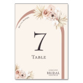 Boho Watercolor Floral Modern Arch Brautparty Tischnummer (Vorderseite)