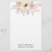 Boho Watercolor Floral Monogram Name Briefpapier (Vorderseite)