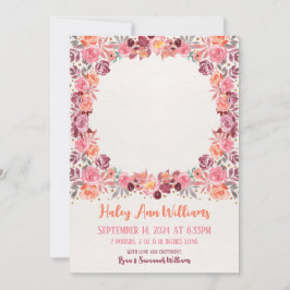 Boho Watercolor Floral Neugeborenes Baby Girl Foto Ankündigung