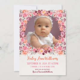 Boho Watercolor Floral Neugeborenes Baby Girl Foto Ankündigung