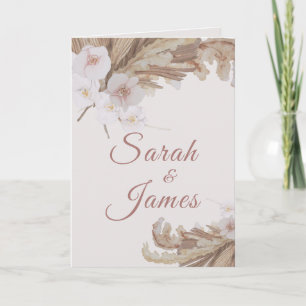 Boho Watercolor Floral Pampas Grass Foto Hochzeit Einladung