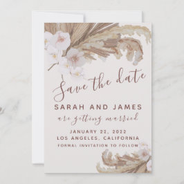 Boho Watercolor Floral Pampas Grass Foto Save The Date