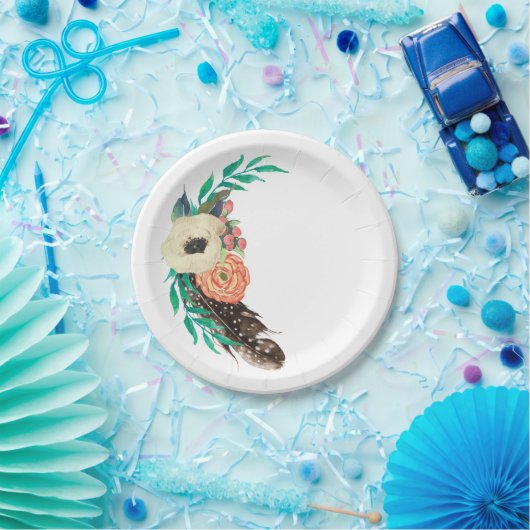 Boho Watercolor Floral Pappteller (Party)