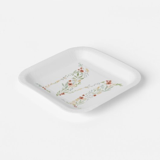Boho Watercolor Floral Pappteller (Gewinkelt)