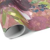 Boho Watercolor Floral Pattern - Burgund | ROSE Geschenkpapier (Rolleneckpunkt)