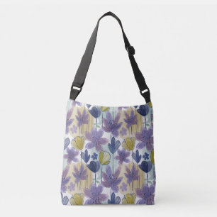 Boho Watercolor Floral Pattern Tragetaschen Mit Langen Trägern