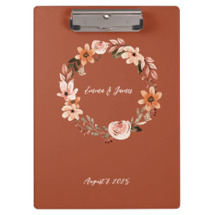 Boho Watercolor Floral Personalisiert Klemmbrett