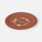 Boho Watercolor Floral Personalisiert Pappteller (Schrägansicht)