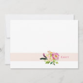 Boho Watercolor Floral Pink Personalisiert Mitteilungskarte (Vorderseite)