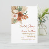 Boho Watercolor Floral Pompas Grass Brautparty Einladung (Stehend Vorderseite)