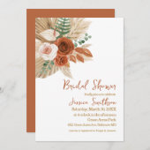 Boho Watercolor Floral Pompas Grass Brautparty Einladung (Vorne/Hinten)