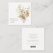 Boho Watercolor Floral Quadratische Visitenkarte (Vorne/Hinten)