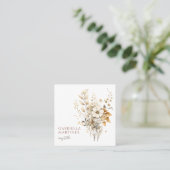 Boho Watercolor Floral Quadratische Visitenkarte (Stehend Vorderseite)