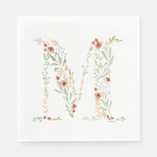 Boho Watercolor Floral Serviette (Vorderseite)