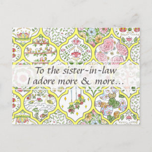 Boho Watercolor Floral Sister-in-Schwiegermutter D Postkarte