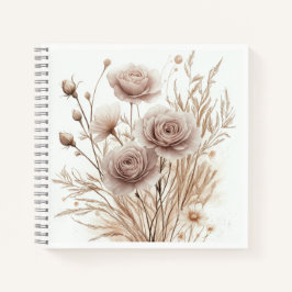 Boho Watercolor Floral Spiral Notebook - elegant Notizblock