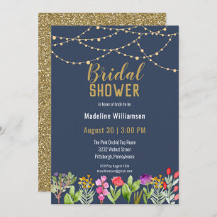 Boho Watercolor Floral String Lights Save the Date Einladung