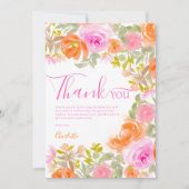 Boho Watercolor Floral Vielen Dank Baby Dusche Dankeskarte (Vorderseite)