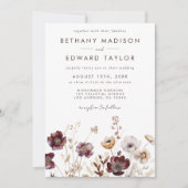 Boho Watercolor Floral Wedding Einladung (Vorderseite)
