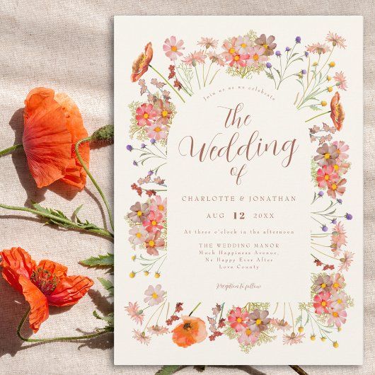 Boho Watercolor Floral Wedding Einladung