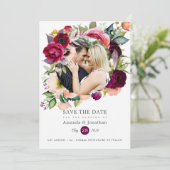 Boho Watercolor Floral Wedding Foto Save The Date (Stehend Vorderseite)