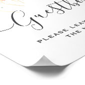 Boho Watercolor Floral Wedding Gästebuchunterschri Poster (Ecke)