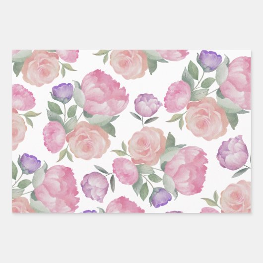 Boho Watercolor Floral wedding Geschenkpapier Set (Vorderseite 2)