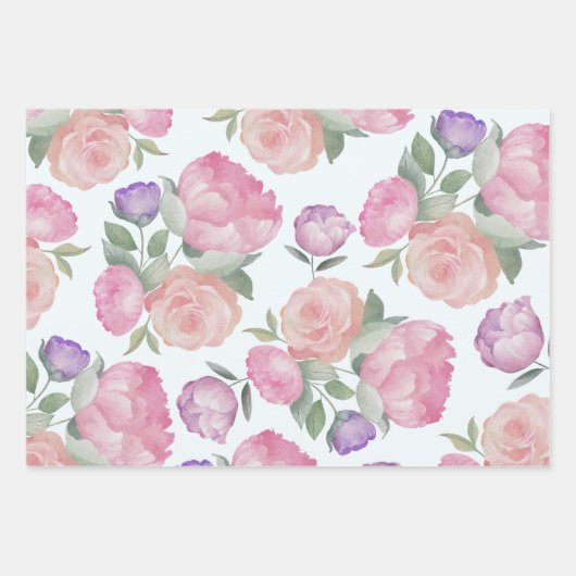 Boho Watercolor Floral wedding Geschenkpapier Set (Vorderseite)