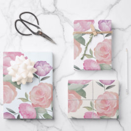 Boho Watercolor Floral wedding Geschenkpapier Set