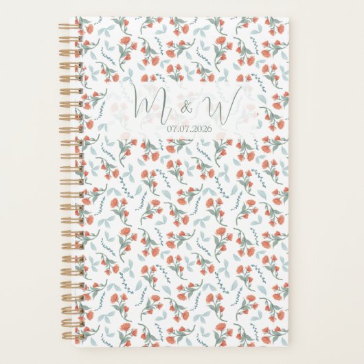 Boho Watercolor Floral Wedding Planner Planer (Vorderseite)